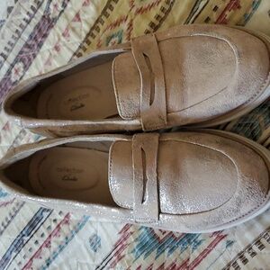 Gold Clark's loafers